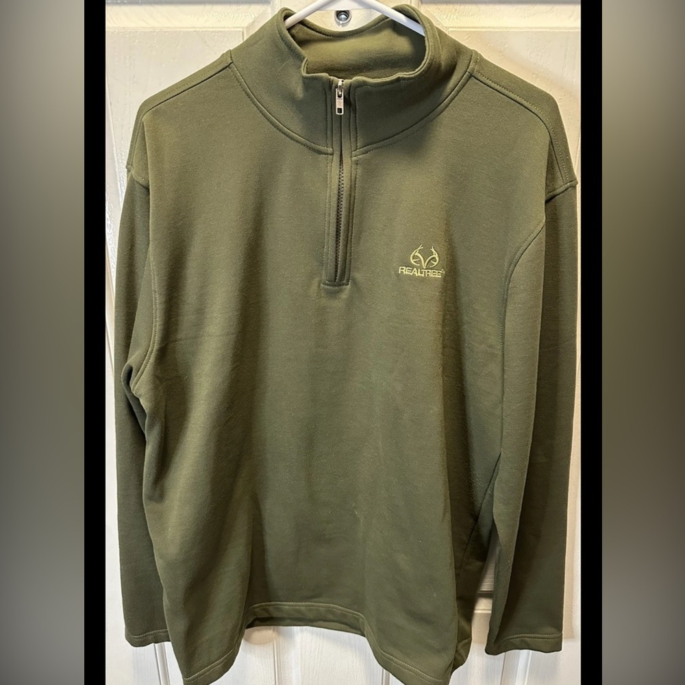 RealTree Men's Olive Green Quarter-Zip Sweater